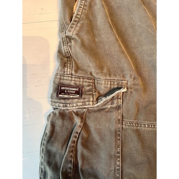 Abercrombie & Fitch Vtg Cargo Pants Mens 34R Corduroy Baggy Utility Pockets Y2K - Picture 3 of 9